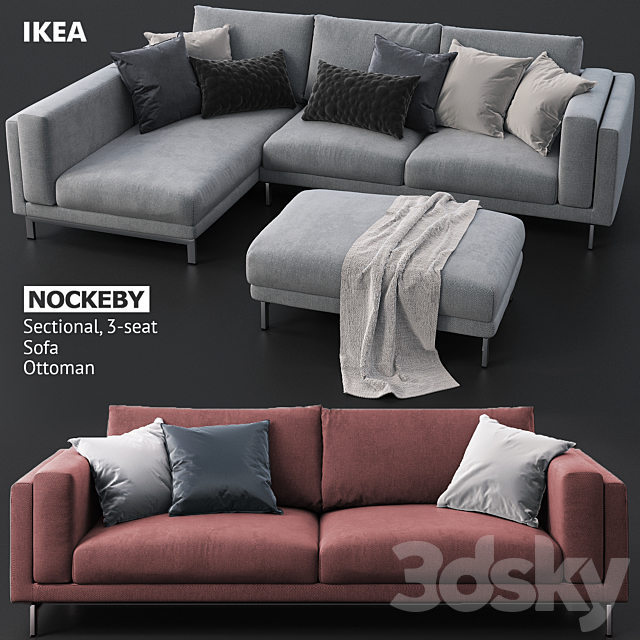 Sofas and ottoman IKEA NOCKEBY 3DSMax File - thumbnail 1