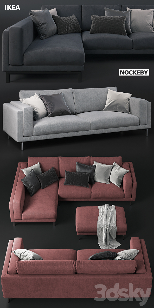 Sofas and ottoman IKEA NOCKEBY 3DSMax File - thumbnail 2