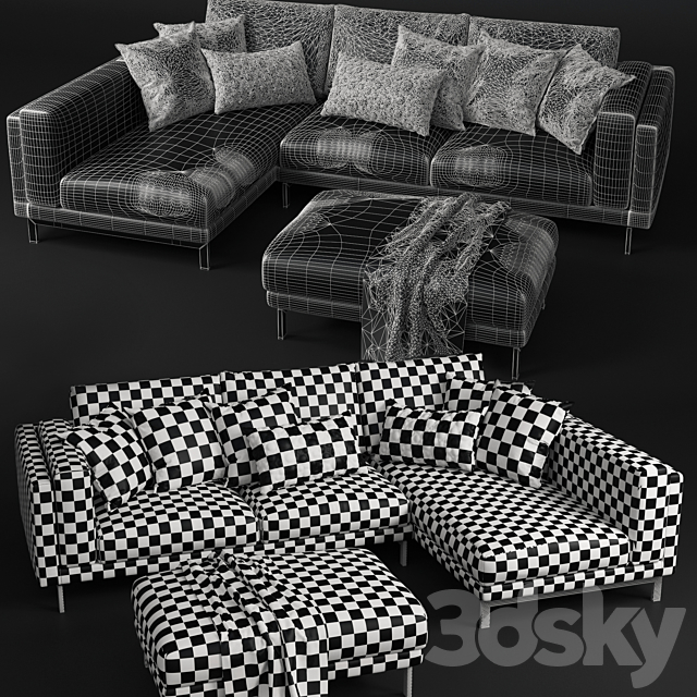 Sofas and ottoman IKEA NOCKEBY 3DSMax File - thumbnail 3