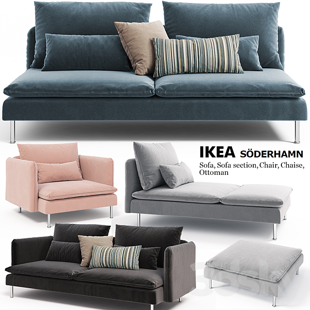 Sofas. chairs. couch. ottoman Ikea SODERHAMN 3DSMax File - thumbnail 1