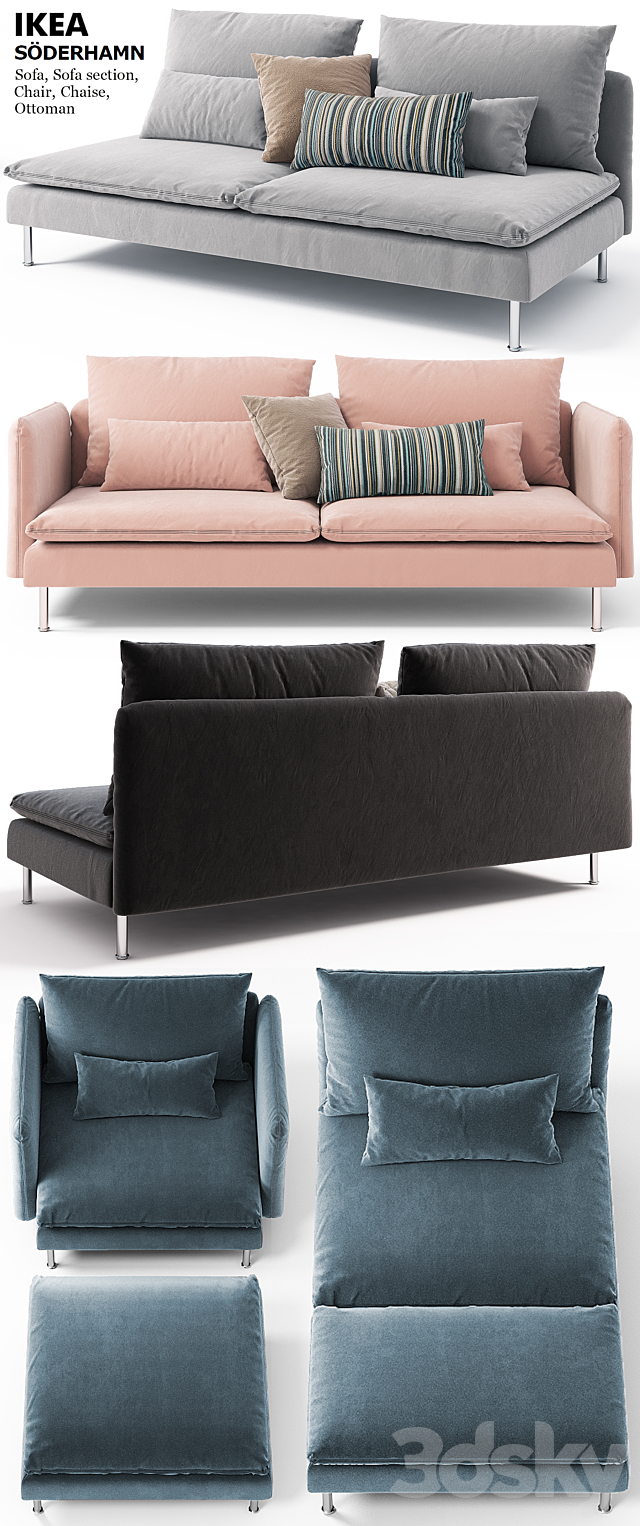 Sofas. chairs. couch. ottoman Ikea SODERHAMN 3DSMax File - thumbnail 2