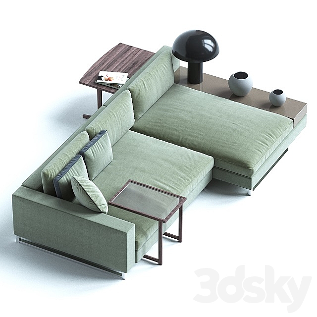 Sormani HERNEST Modular sofa contemporary fabric 3-seater 3DSMax File - thumbnail 2