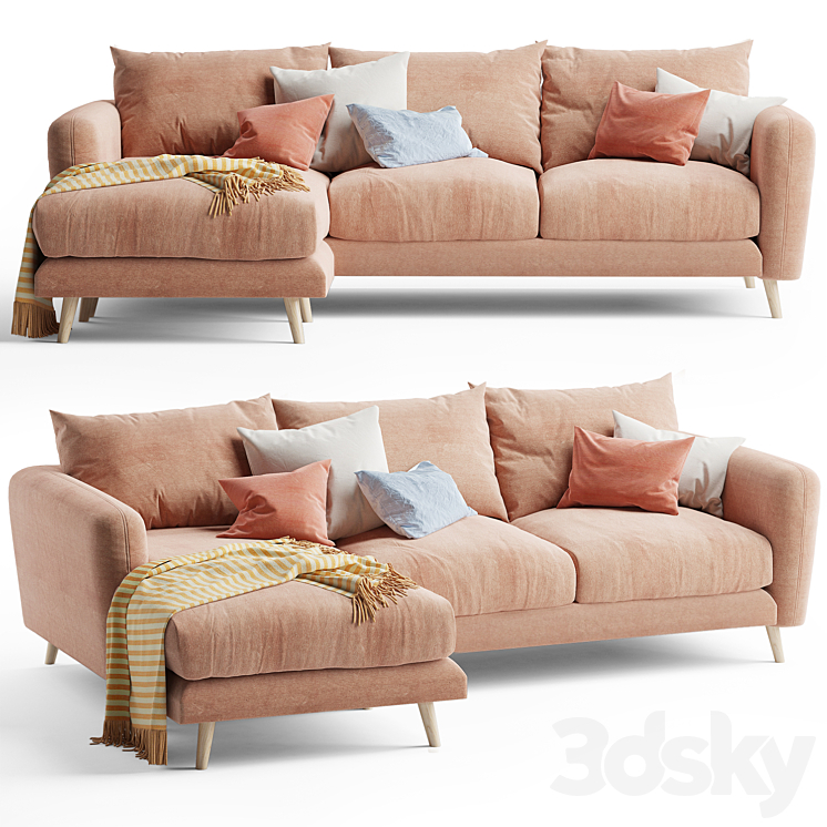 Squishmeister sofa chaise 3DS Max Model - thumbnail 3