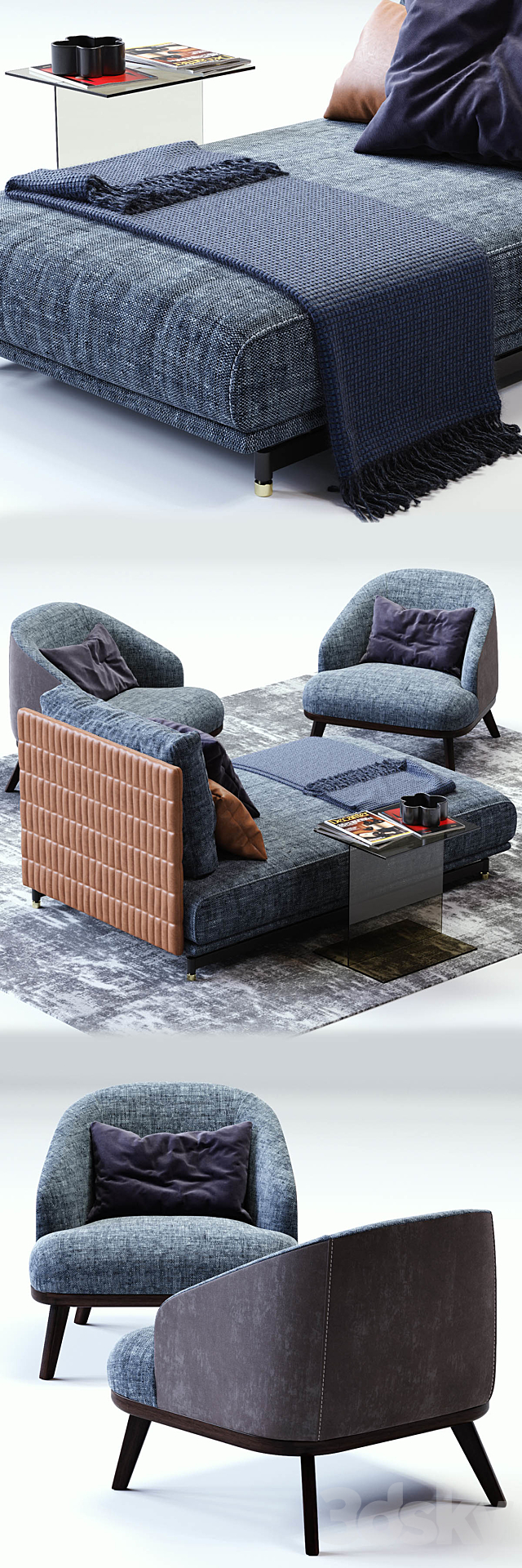 St Germain Day Bed | St Tropez Armchair 3DSMax File - thumbnail 2