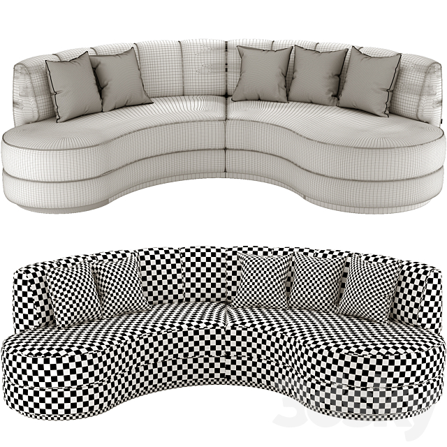 Stella Curved Sofa + Cole & Son Fabrics 3DS Max Model - thumbnail 3