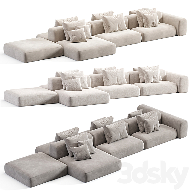 Stone Sofa Modular Sofa By Tamamm 3ds Max - thumbnail 1