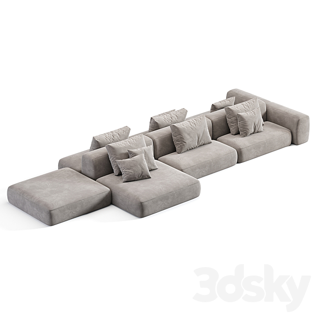 Stone Sofa Modular Sofa By Tamamm 3ds Max - thumbnail 3