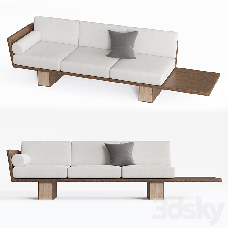 Suelo Modern Wood Sofa 3DS Max Model - thumbnail 1