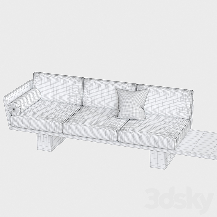 Suelo Modern Wood Sofa 3DS Max Model - thumbnail 2