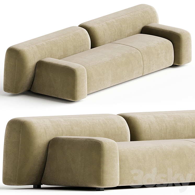 Suiseki sofa cod SUI05 composition 3DS Max Model - thumbnail 1