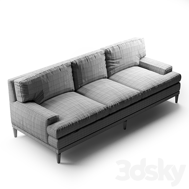 Sutton Sofa. Harbor Blue Velvet 3DSMax File - thumbnail 3