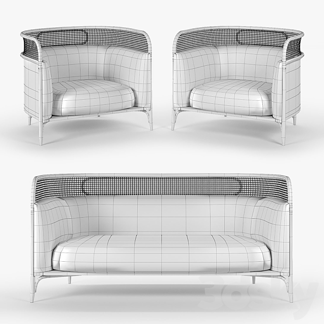 Targa Lounge armchair and sofa 3DS Max Model - thumbnail 3