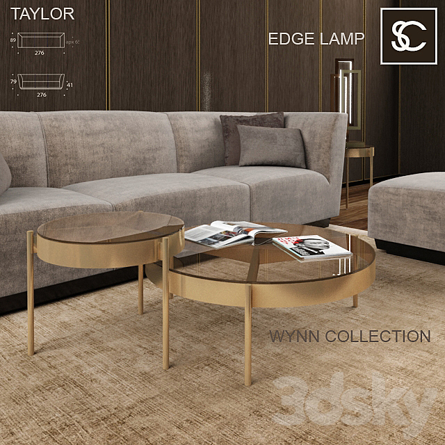 THE SOFA AND CHAIR SET: TAYLOR. EDGE. WYNN COLLECTION. FIRETTO BORDER RUG 3DSMax File - thumbnail 2