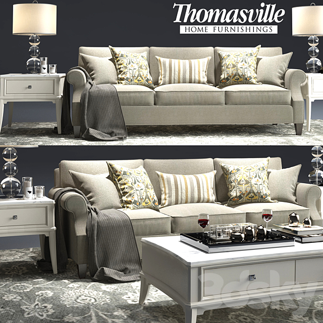 Thomasville_Tawny Sofa_Manuscript Cocktail Table 3DSMax File - thumbnail 1