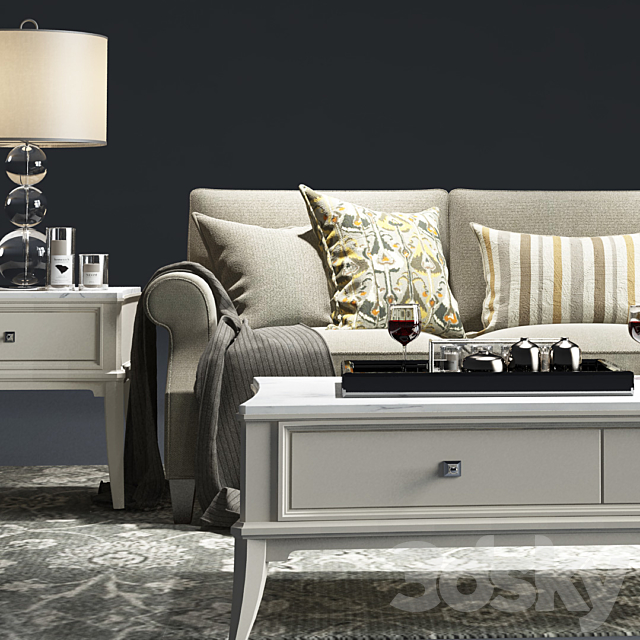 Thomasville_Tawny Sofa_Manuscript Cocktail Table 3DSMax File - thumbnail 2