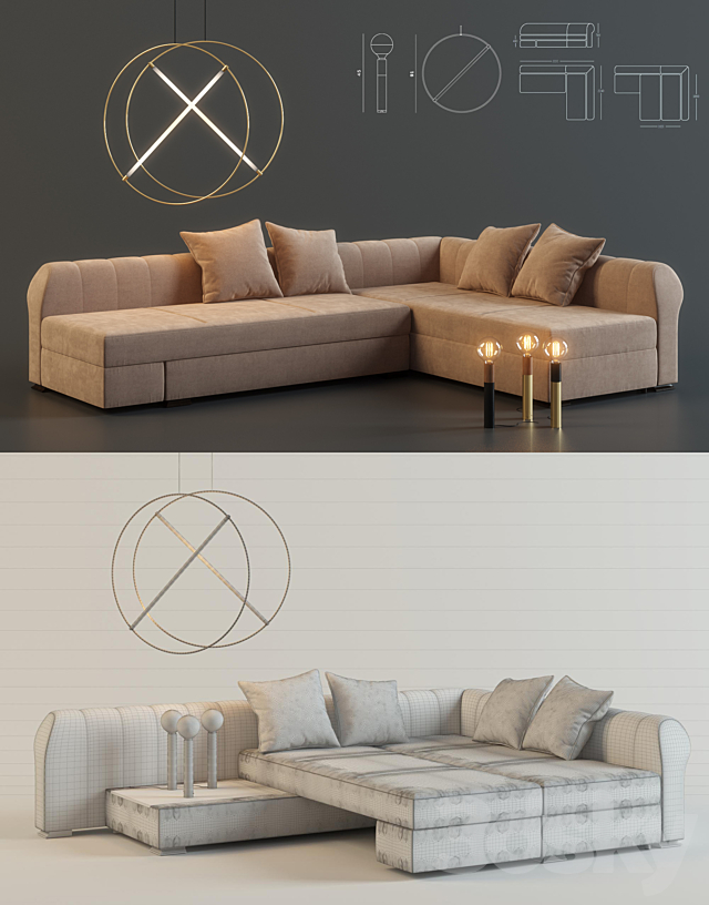 Tradition sofa with Edizioni design 3DS Max Model - thumbnail 2