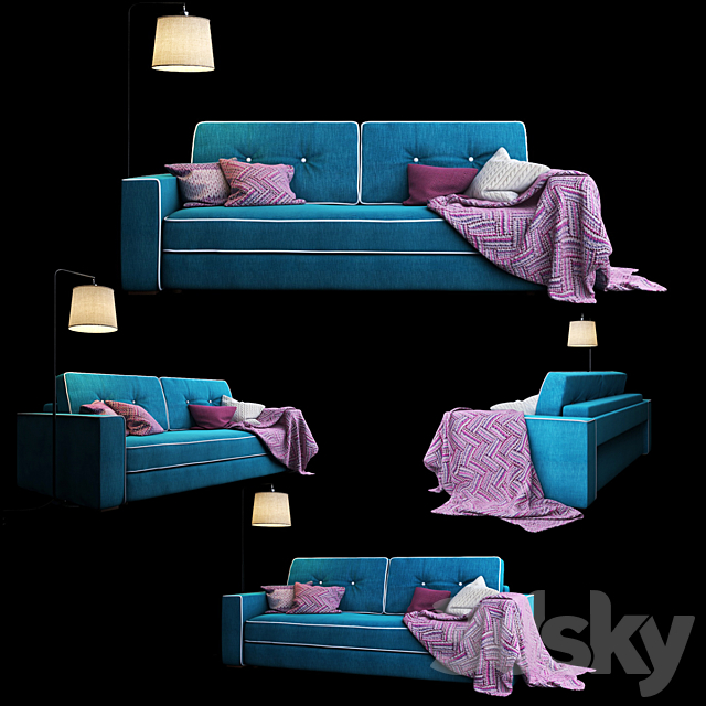 Trehmestny sofa Silvio 3DS Max Model - thumbnail 1