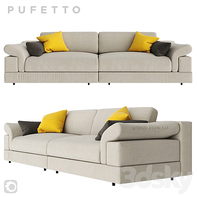 Triple sofa Pufetto Claudia. 3DSMax File - thumbnail 1