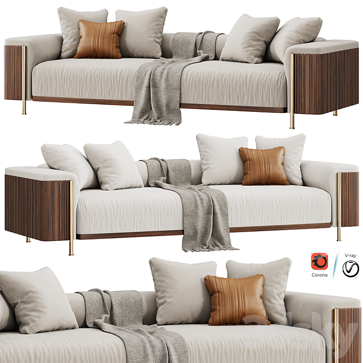 TRUSSARDI CASA Deven Sofa 3DS Max Model - thumbnail 1