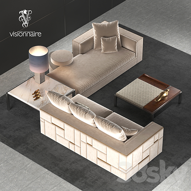 Visionnaire Babylon sofa set 3DSMax File - thumbnail 2