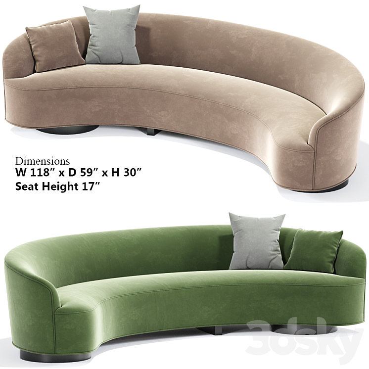 Vladimir Kagan Sloane Sofa 02 3DS Max - thumbnail 1