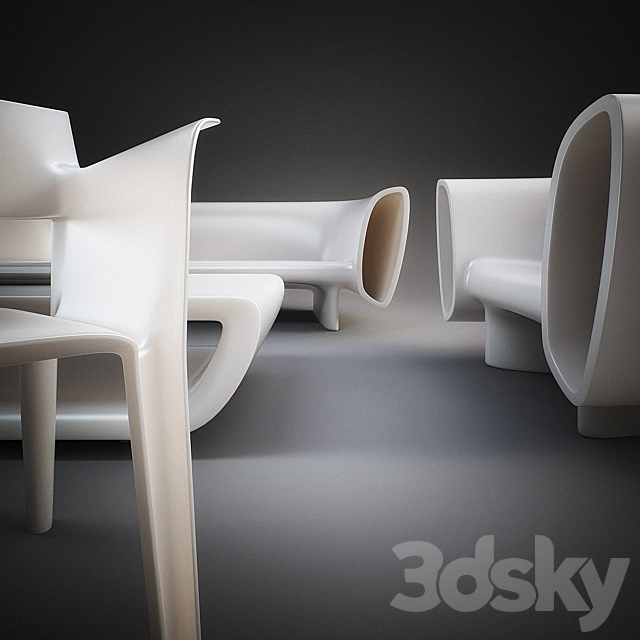 Vondom – Bum Bum Furniture Set and Pedrera Chair 3DSMax File - thumbnail 3