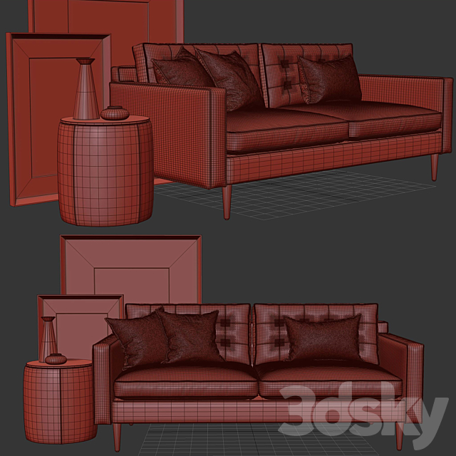 West elm _ Sofa Loveseat _ Drake Sofa 3DS Max Model - thumbnail 2