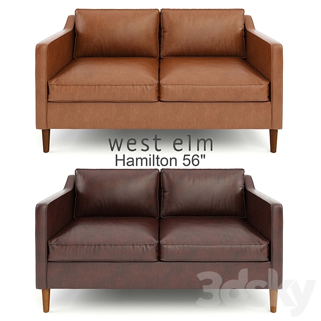 West Elm. Hamilton Leather Sofa 56 3DSMax File - thumbnail 2