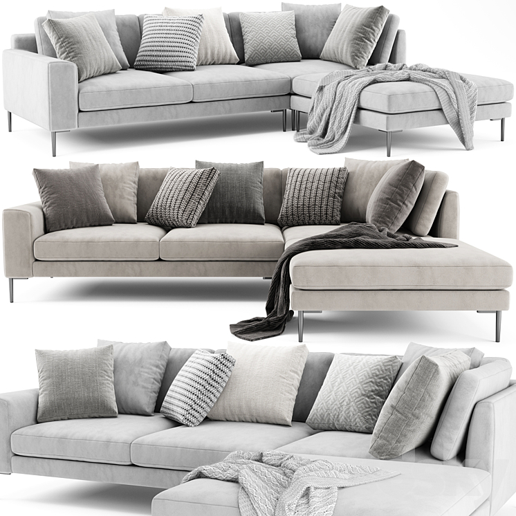 West Elm Harper With Ottoman 3DS Max Model - thumbnail 1