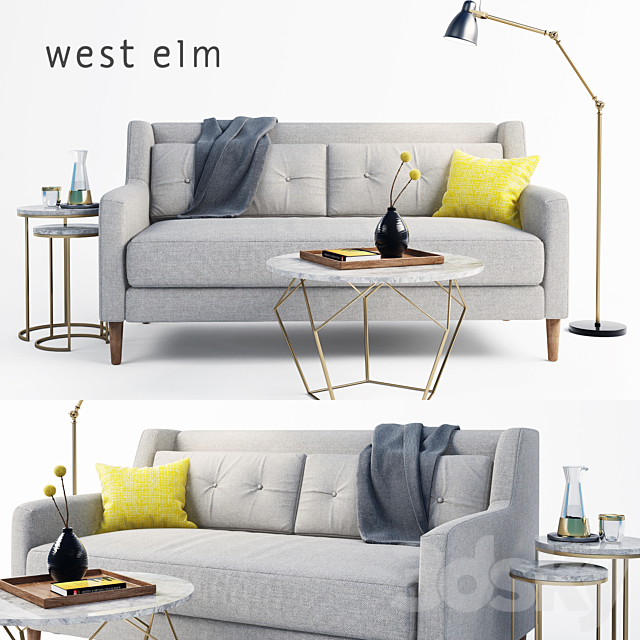 west elm sofa set 3DSMax File - thumbnail 1