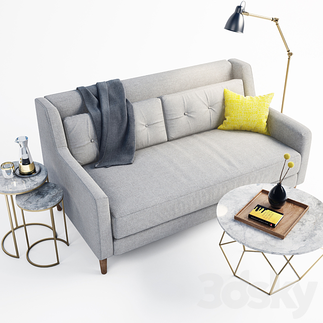 west elm sofa set 3DSMax File - thumbnail 2