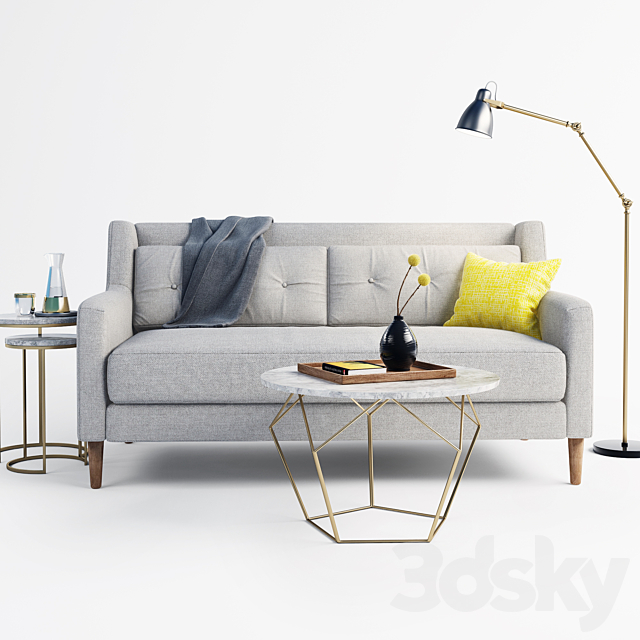 west elm sofa set 3DSMax File - thumbnail 3