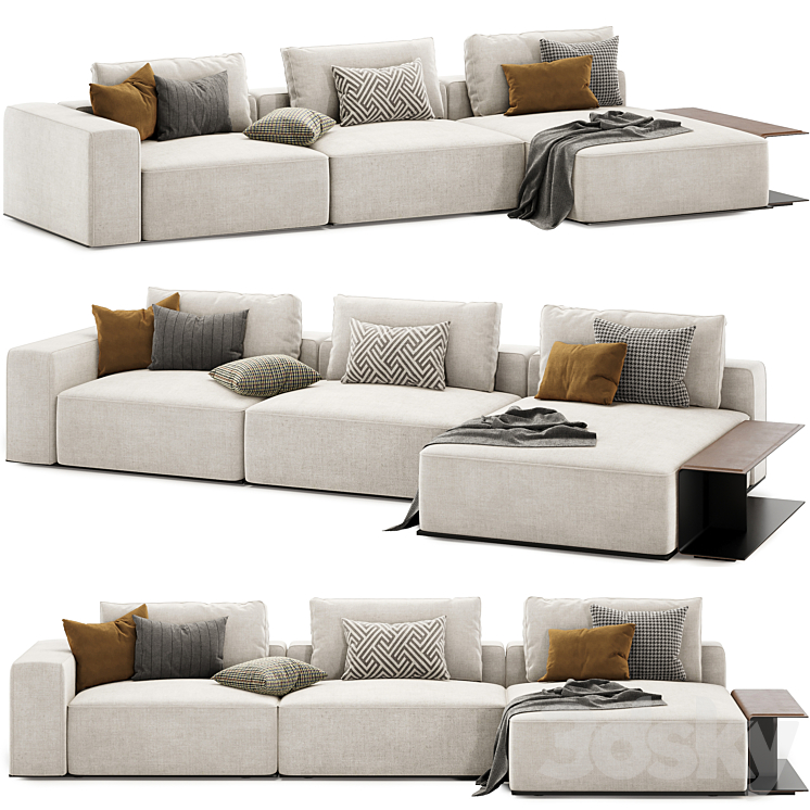 westside modular sofa with side table by poliform 3DS Max Model - thumbnail 1