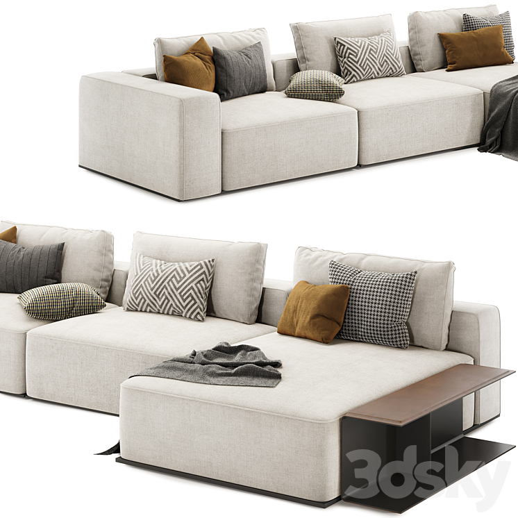 westside modular sofa with side table by poliform 3DS Max Model - thumbnail 2