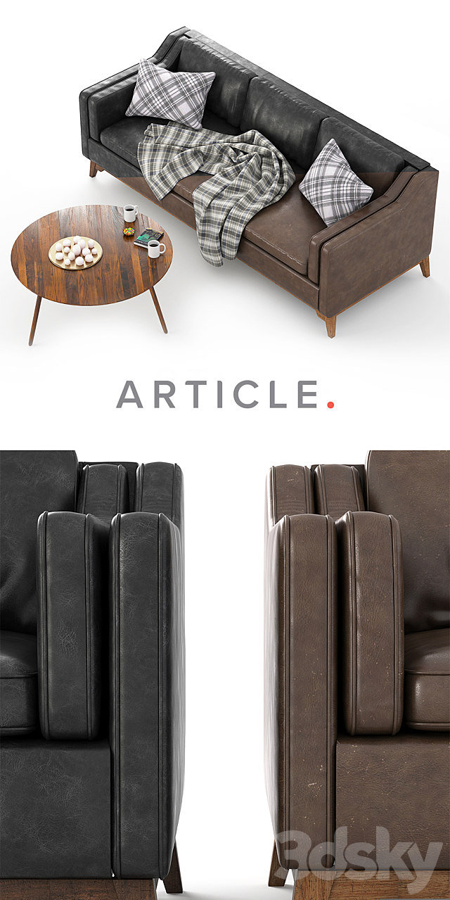 Worthington Sofa & Coffe Table Amoeba 3DS Max Model - thumbnail 2