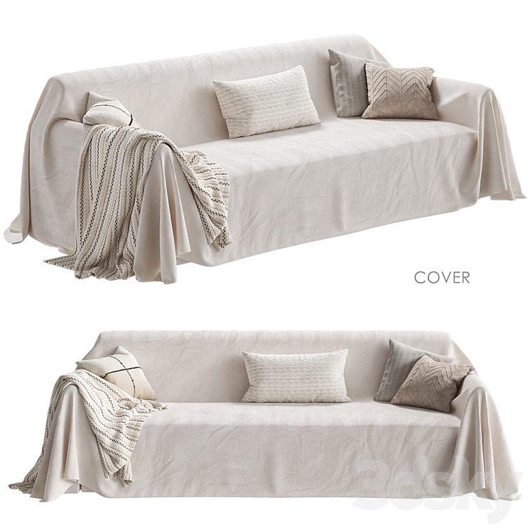 Zara Home Sofa cover 3DS Max Model - thumbnail 1