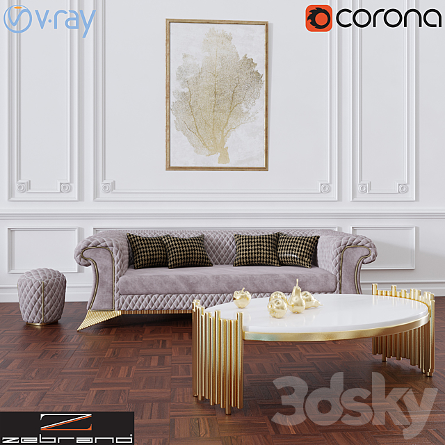 Zebrano Casa DAIMON Sofa 3ds Max - thumbnail 1