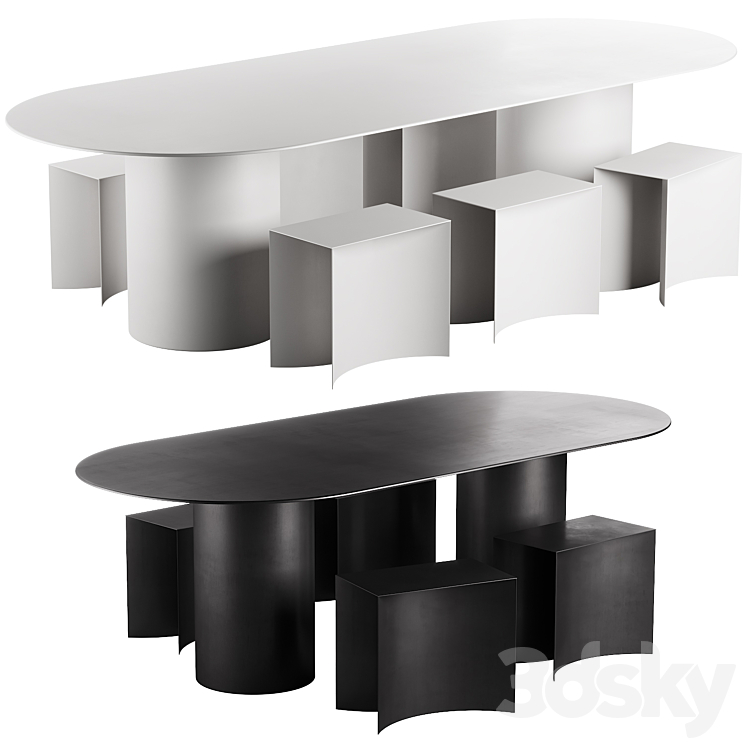 126 Desalto MM8 table with Void stool 3DS Max Model - thumbnail 1