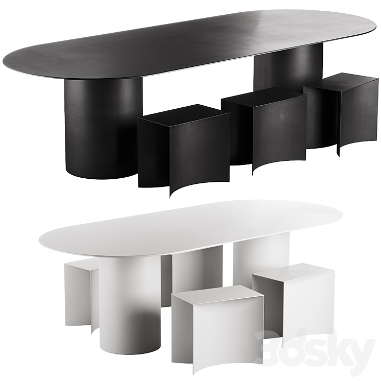 126 Desalto MM8 table with Void stool 3DS Max Model - thumbnail 2