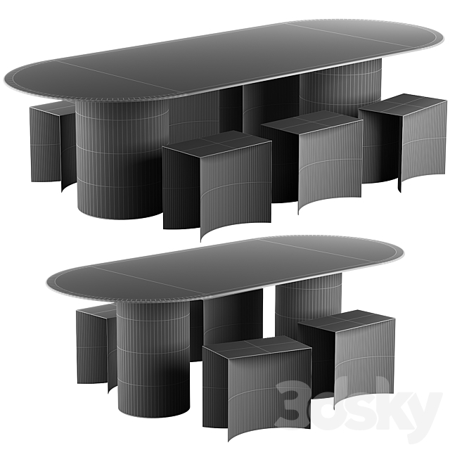 126 Desalto MM8 table with Void stool 3DSMax File - thumbnail 7