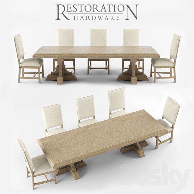 17TH C. FRENCH BASTIDE OAK RECTANGULAR DINING TABLE 3ds Max - thumbnail 1