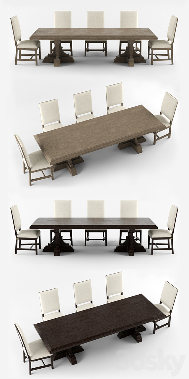 17TH C. FRENCH BASTIDE OAK RECTANGULAR DINING TABLE 3ds Max - thumbnail 2