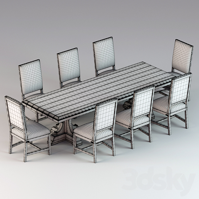 17TH C. FRENCH BASTIDE OAK RECTANGULAR DINING TABLE 3ds Max - thumbnail 3