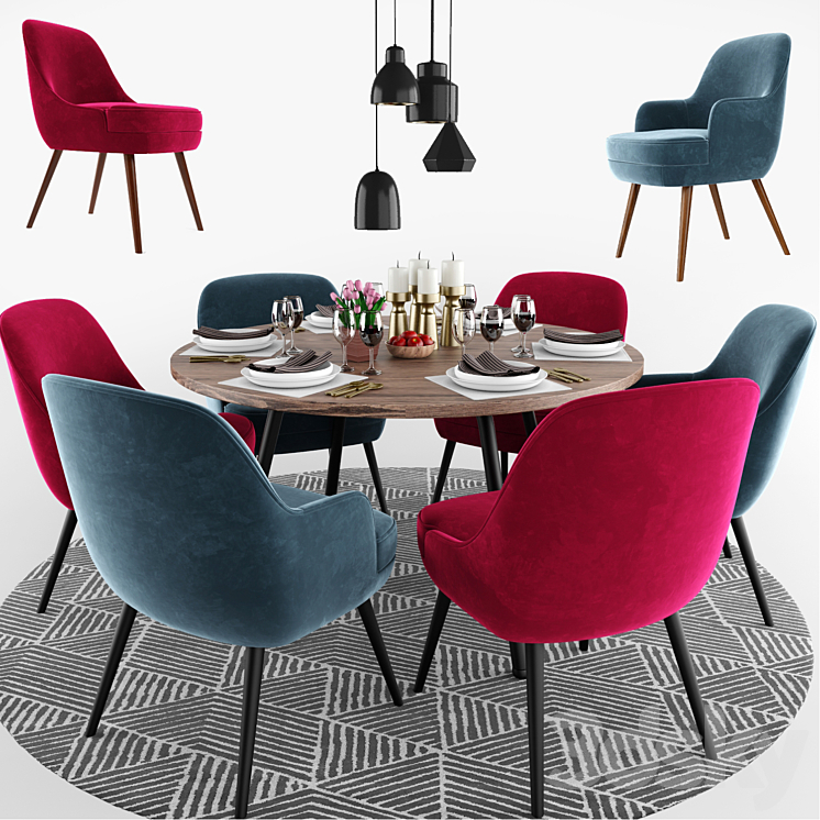 375 Walter Knoll Dining Chair Set 3DS Max - thumbnail 1