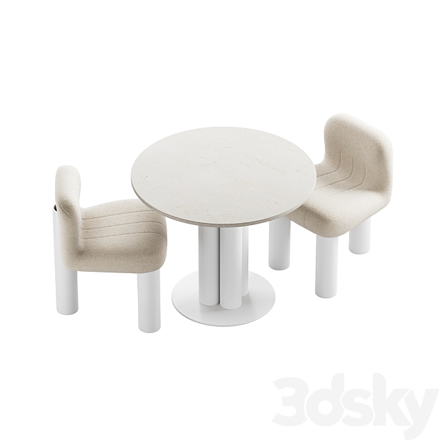 437 dinning set 05 Arflex Goya table with Arflex Botolo armchair 3DS Max Model - thumbnail 3