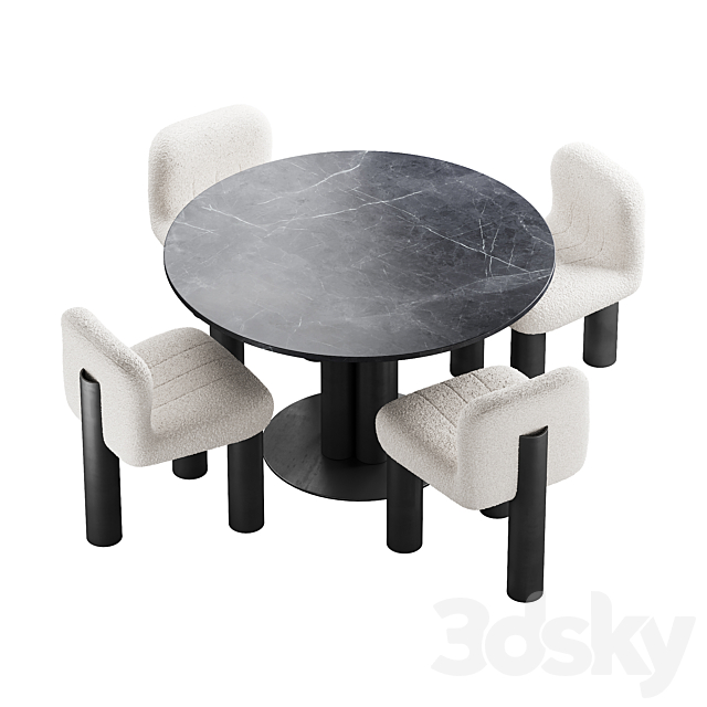 437 dinning set 05 Arflex Goya table with Arflex Botolo armchair 3DS Max Model - thumbnail 4