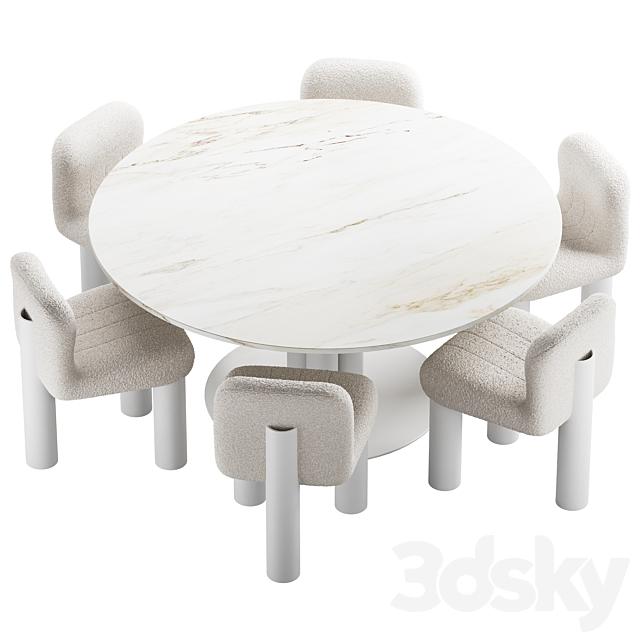 437 dinning set 05 Arflex Goya table with Arflex Botolo armchair 3DS Max Model - thumbnail 5