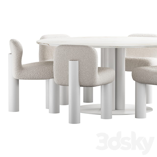 437 dinning set 05 Arflex Goya table with Arflex Botolo armchair 3DS Max Model - thumbnail 6