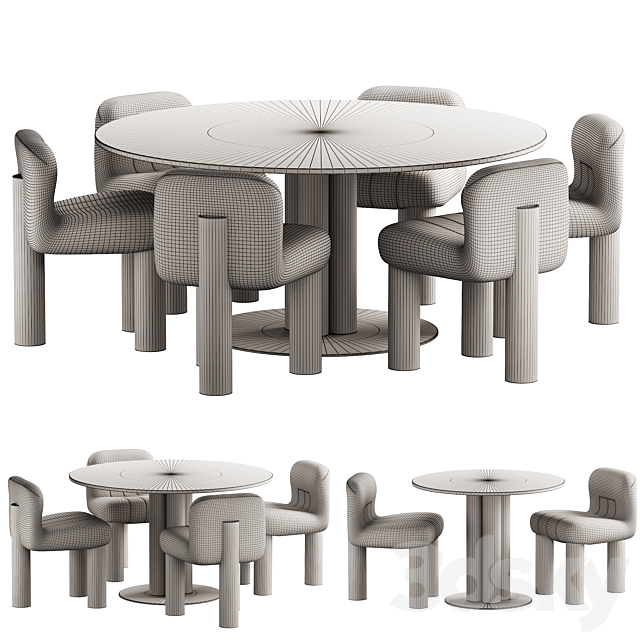 437 dinning set 05 Arflex Goya table with Arflex Botolo armchair 3DS Max Model - thumbnail 7