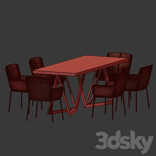 4union Dining set # 015 3DS Max Model - thumbnail 2